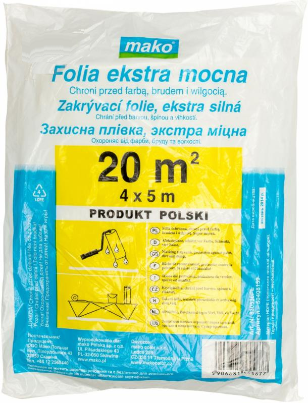 Плівка поліетиленова малярна MAKO 4 х 5 м 0,03 мкрн 50408159